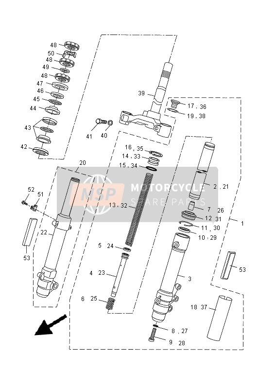 1PHF31030000, Fourche Avant Comple, Yamaha, 0